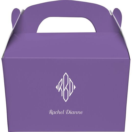 Shaped Diamond Monogram with Text Gable Favor Boxes